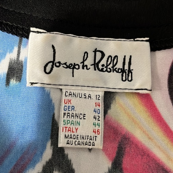 Joseph Ribkoff Multicoloured Abstract Pattern 3/4 Sleeve Dress Jacket Vintage - Picture 9 of 13